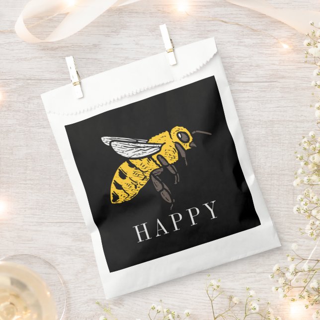 Bee Happy Custom Insect Illustration Favour Bags (Clipped)