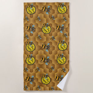 Bee Happy! Cute Honey Bee   Beach Towel