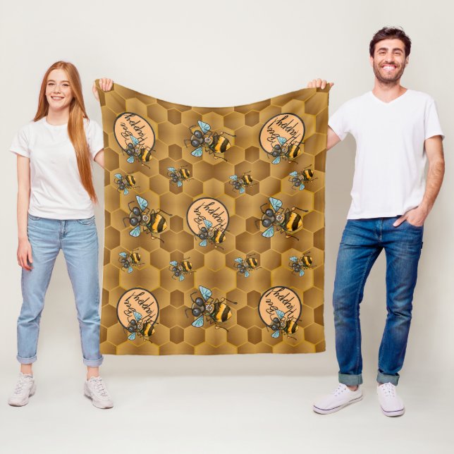 Bee Happy!  Cute Honey Bee Fleece Blanket (In Situ)