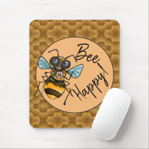 Bee Happy! Cute Honey Bee Mouse Pad
