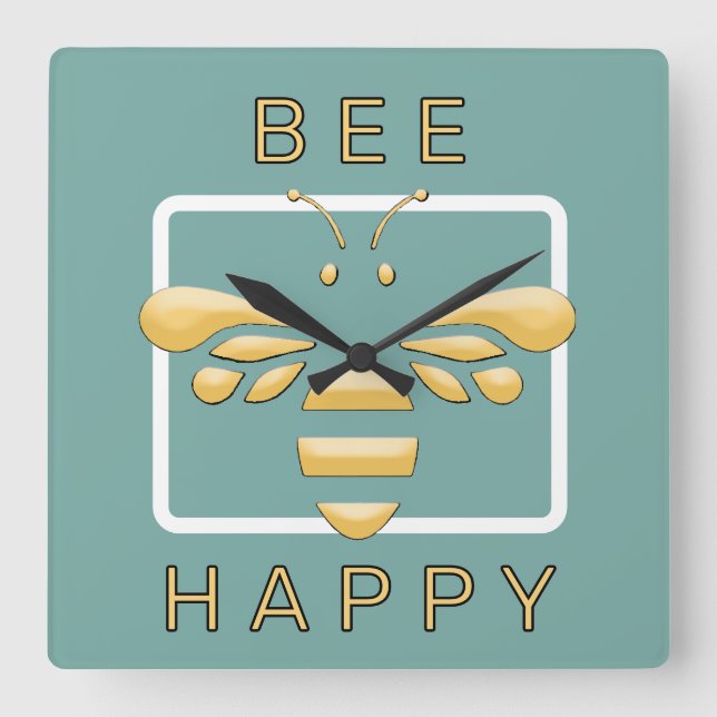 Bee Happy Cute Honeybee Apiarist Honey Shop Clock  (Front)