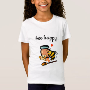 Bee happy cute yellow bee word art T-Shirt
