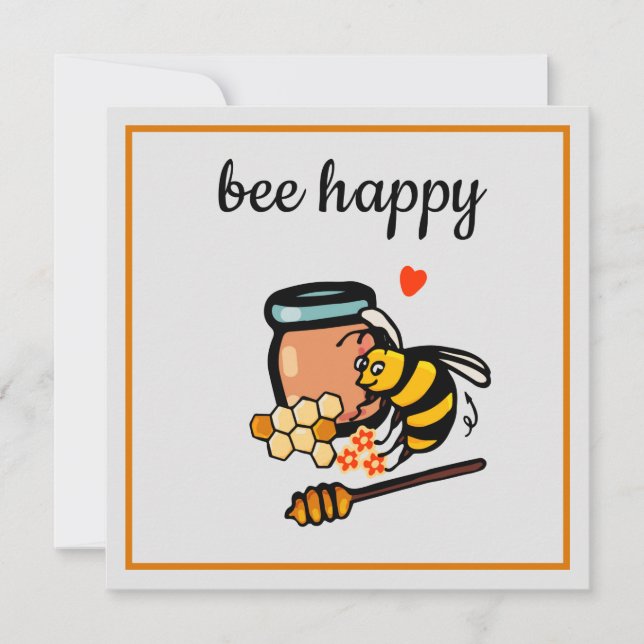 Bee happy cute yellow bees word art  (Front)