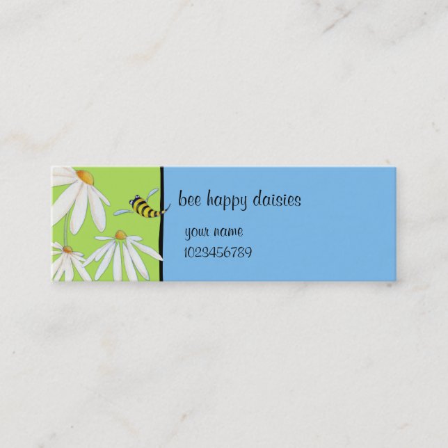 Bee Happy Daisies small Business Card (Front)