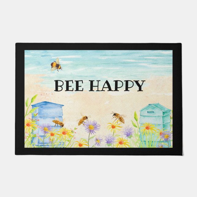 Bee Happy Door Mat (Front)