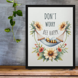 Bee Happy Floral Retreat Design Poster