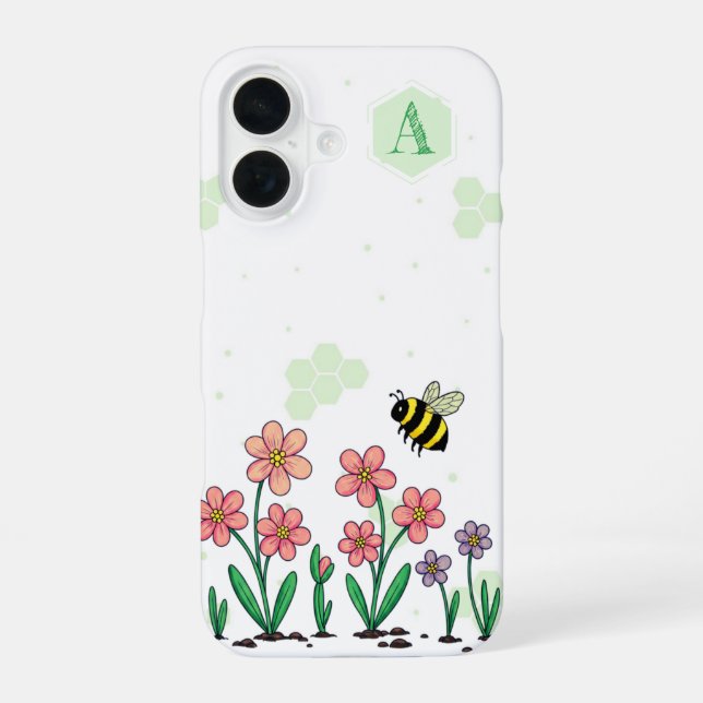Bee Happy Garden iPhone 16 Case (Back)