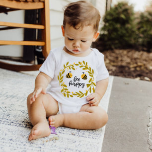 Bee Happy Honey Bee Yellow Stars Baby Bodysuit