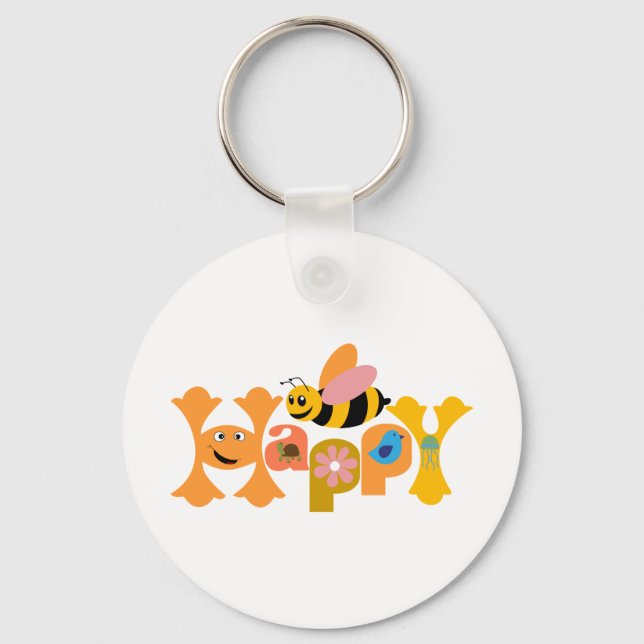 Bee Happy Key Ring (Front)