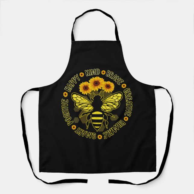 Bee Happy Kind Brave Humble Smart Positive Bumble  Apron (Front)