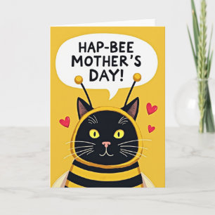 Bee Happy Mothers Day Feline Card
