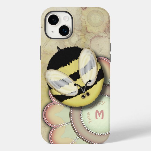 Bee Happy Personalised Monogram Case-Mate iPhone Case (Back)