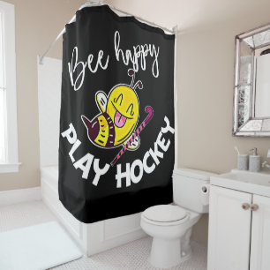 Bee Happy Play Hockey Bee Gifts ,I Love Bee Honey Shower Curtain