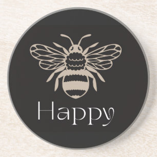 Bee Happy Positive Affirmation Uplifting Wellbeing Coaster