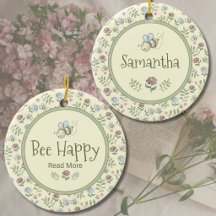 Bee Happy Read More Floral Book Lover