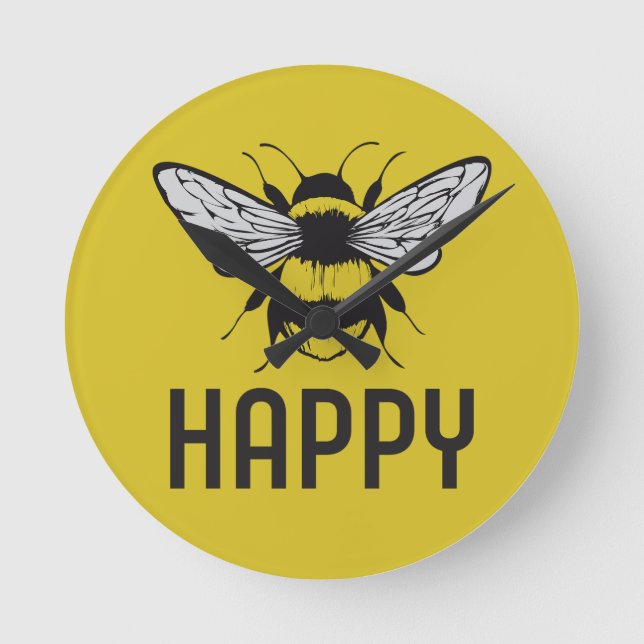 Bee Happy  Round Clock (Front)