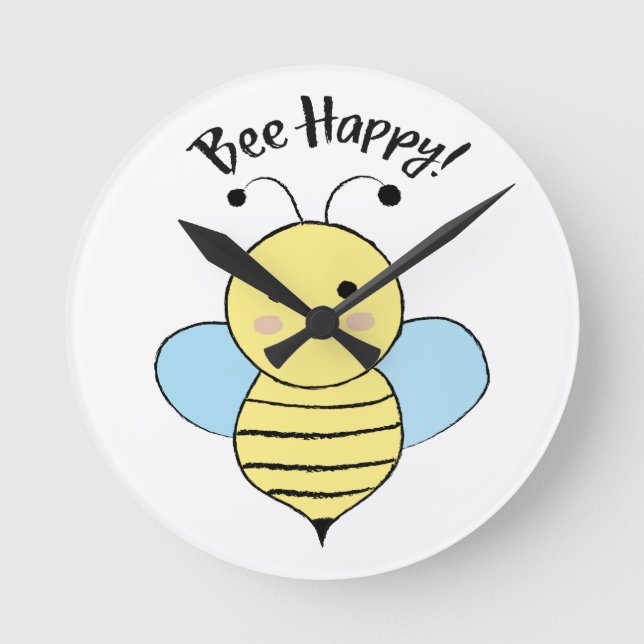 Bee Happy Round Clock (Front)