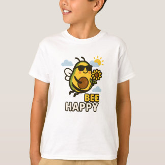 Bee Happy Shirt Cute Avocado Pun Funny Summer Tee