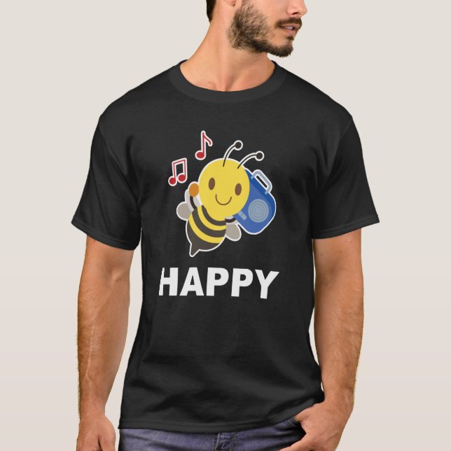 Bee Happy Smile Face Cute Happy Peace Smiling Face T-Shirt (Front)