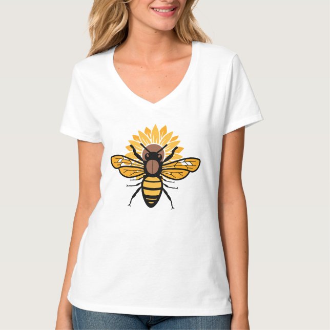Bee Happy Sunflower  T-Shirt (Front)