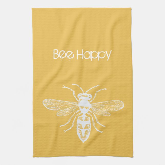 Bee Happy Tea Towel (Vertical)