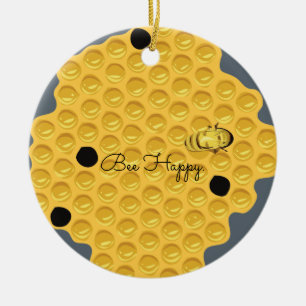 Bee Happy & The Honeycomb Ceramic Tree Decoration