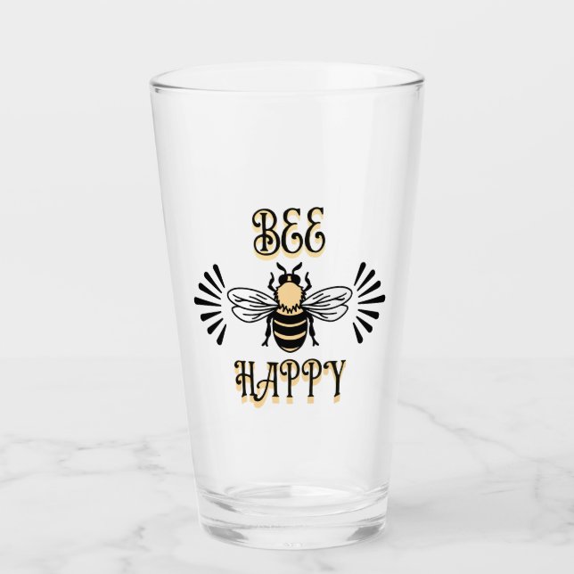 Bee Happy | Vintage Colours Honey Bee Glass (Front)