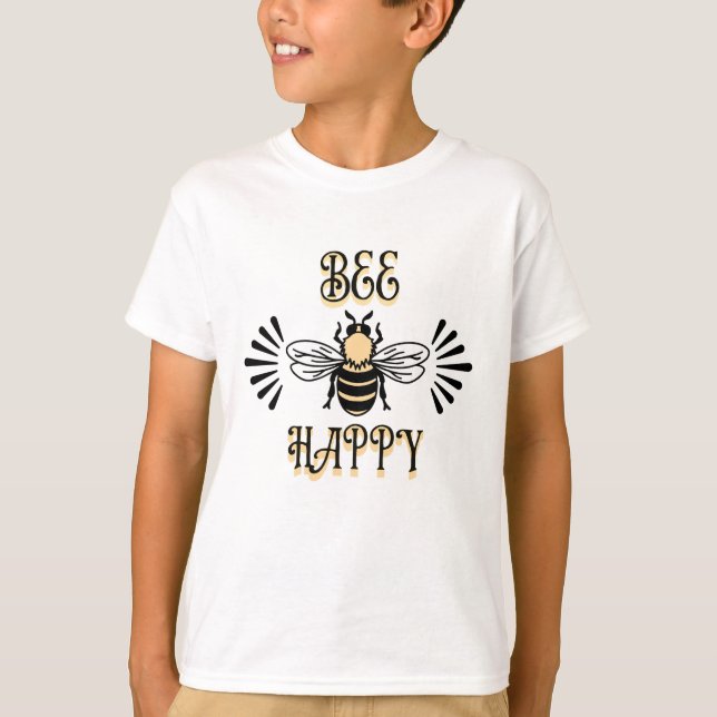 Bee Happy | Vintage Colours Honey Bee T-Shirt (Front)