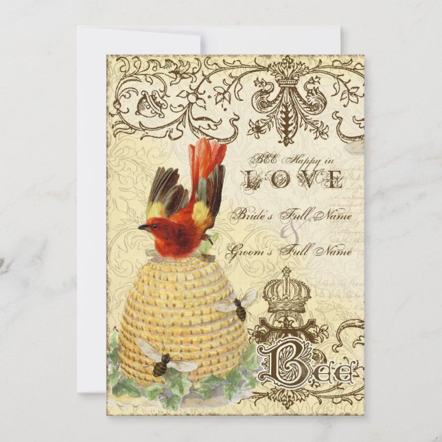 Bee Happy Vintage - Wedding Invitation (Front)