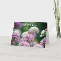 Bee Happy with Purple Allium Flower Get Well Soon