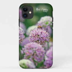 Bee Happy with Purple Allium Flower Motivational Case-Mate iPhone Case
