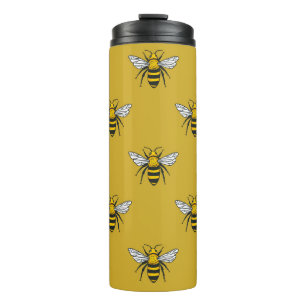 Bee Haven: Vintage Yellow Pattern Thermal Tumbler