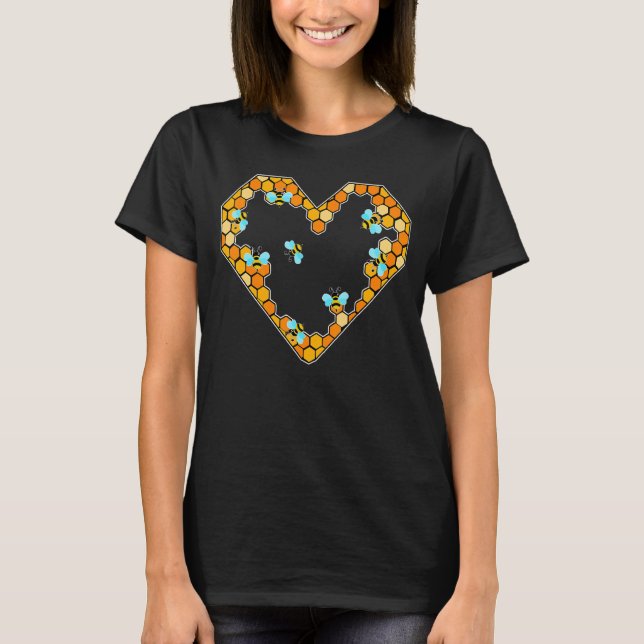 Bee Heart Beekeeper Environment Conservation Honey T-Shirt (Front)