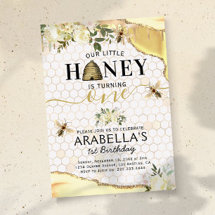 Bee Hive 1st Birthday Party Invitation