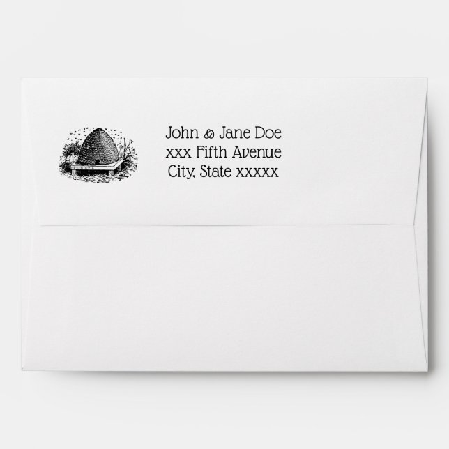 Bee Hive and Bees #1 Heraldic Vintage Envelopes (Back (Top Flap))