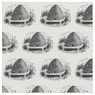 Bee Hive and Bees #1 Heraldic Vintage Fabric