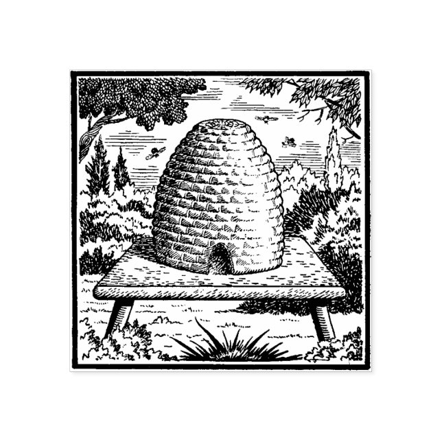 Bee Hive Art Rubber Stamp   (Imprint)