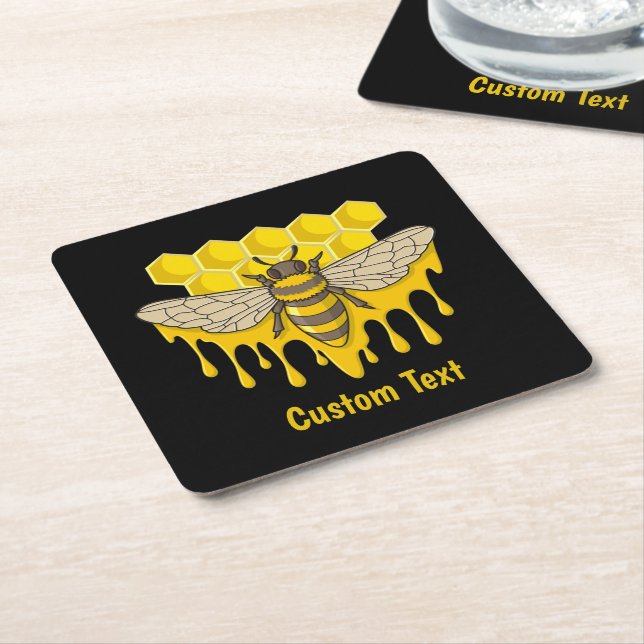 Bee Hive Honey Square Paper Coaster (Angled)