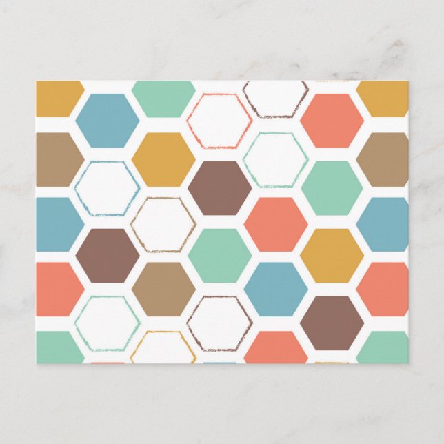 Bee Hive Module Pattern Holiday Postcard (Front)