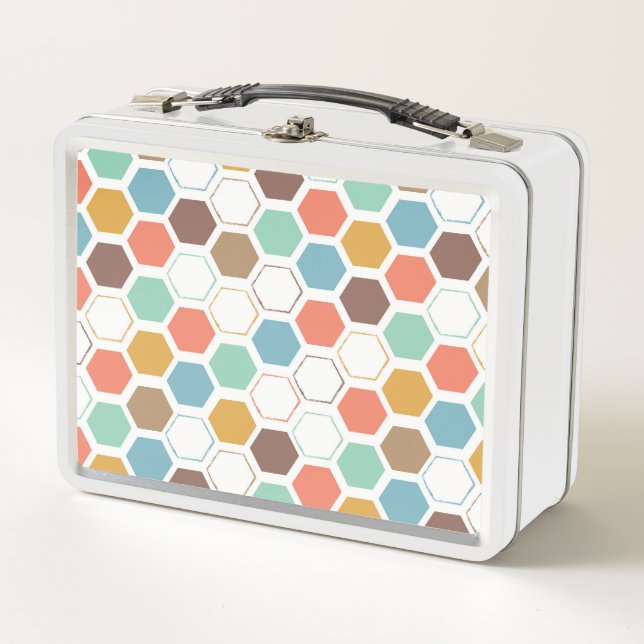 Bee Hive Module Pattern Metal Lunch Box (Front)
