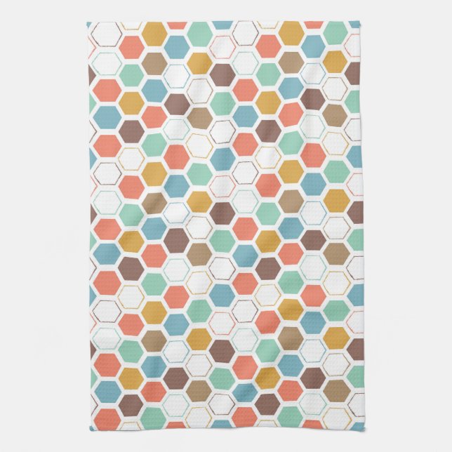 Bee Hive Module Pattern Tea Towel (Vertical)
