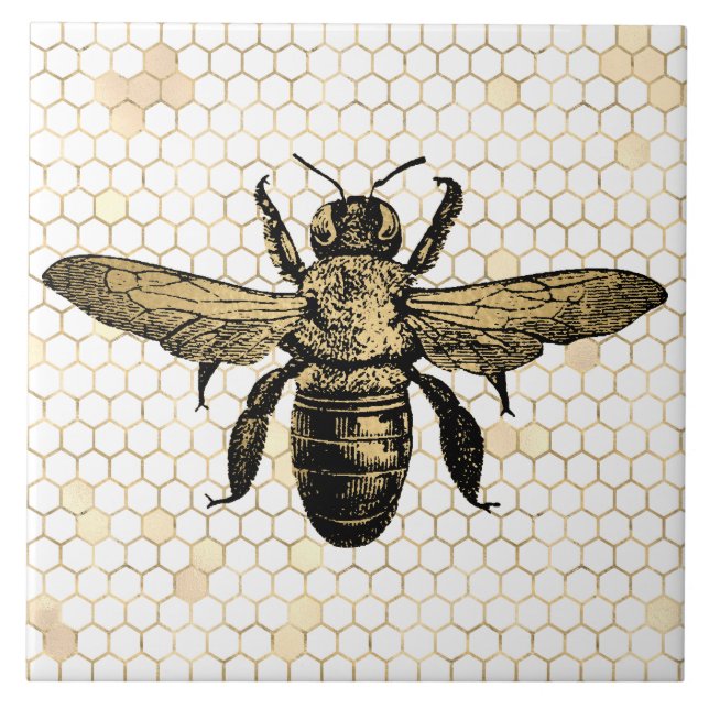 Bee Hive Rustic Gold Honeycomb Tile (Front)