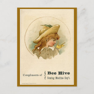 Bee Hive Sewing Machine Ad Postcard