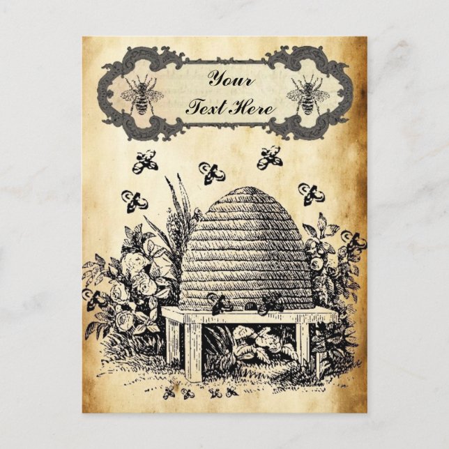 Bee Hive Vintage Personalised Postcard (Front)