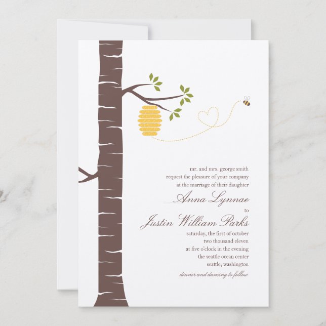 Bee Hive Wedding Invitation (Front)
