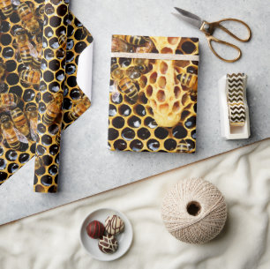 Bee Hive with Honeycomb Up Close Wrapping Paper