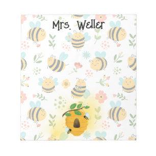 bee hives and bees cute personalised notepad