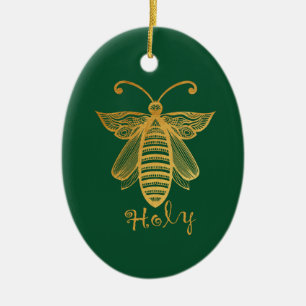 BEE HOLY Christmas Honeybee Conservation Ceramic O Tree Decoration