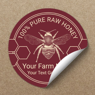 Bee Homemade Honey Jar Red Beekeeper Farm Classic Round Sticker