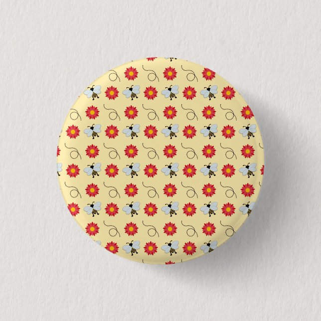 Bee Honey And Flower 3 Cm Round Badge (Front)